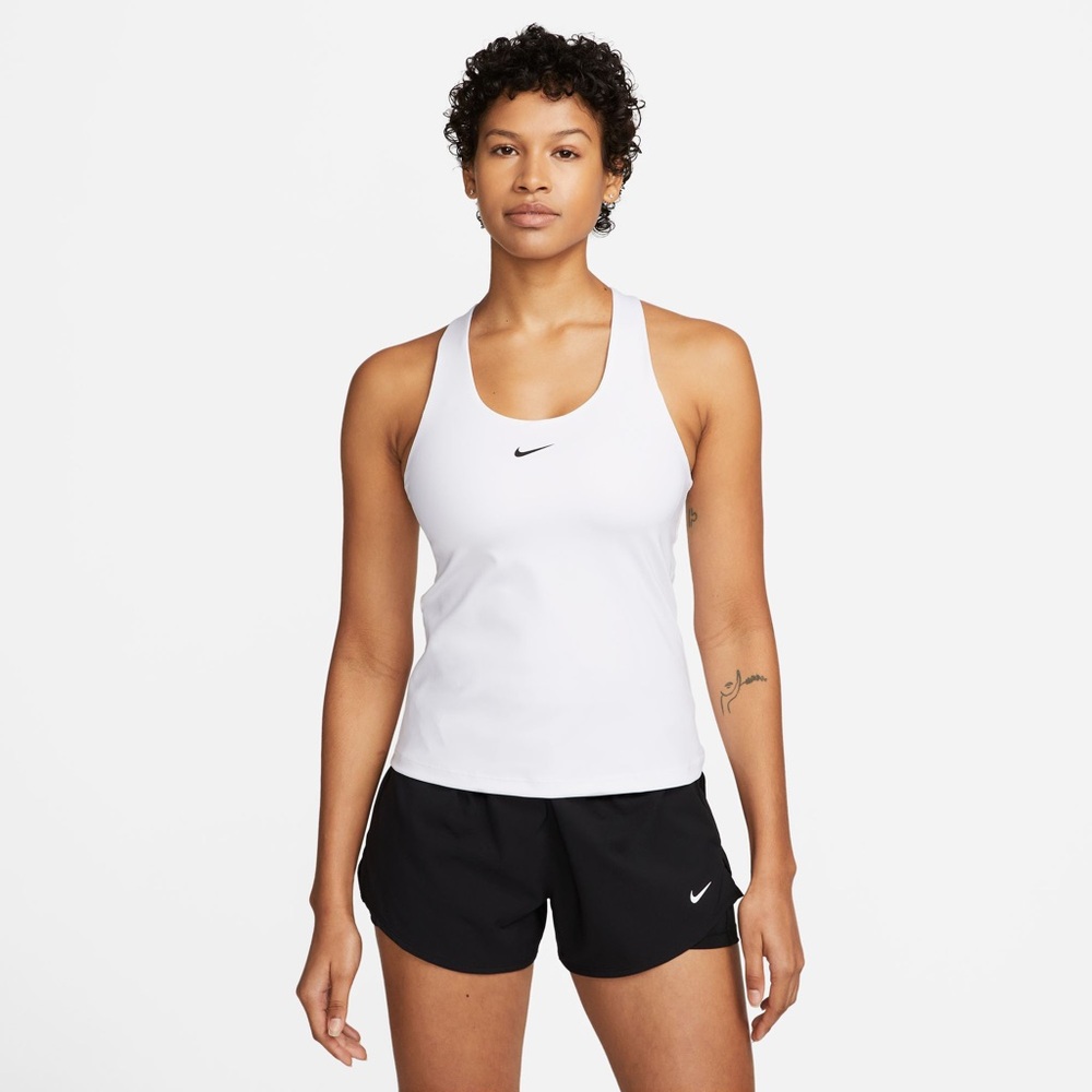 Nike Dri-Fit Swoosh Bra Tank-Top Damen White Training Tank with Black Logo - Picture 4 of 9